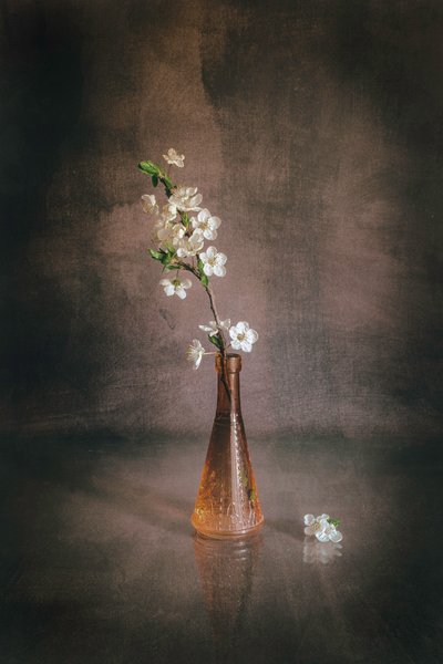 White Cherry Blossom Vase by Cicek Kiral
