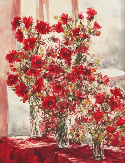 Vibrant Red Blooms by Cicero Spin
