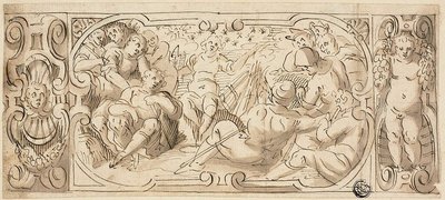 Design for Decorative Frieze with Joseph Interpreting His Dream to His Brothers by Circle of Giovanni Battista Castello
