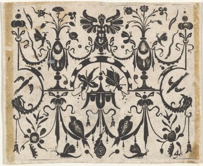 Blackwork Print with a Symmetric Grotesque Pattern by Claes Jansz Visscher
