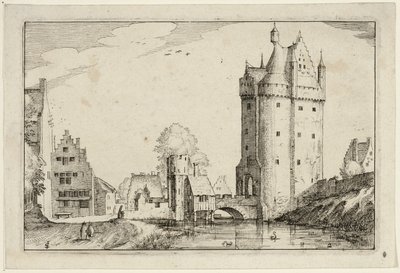 Town Gate, plate two after Pictures of Farms, Country Houses and Rustic Villages by Claes Jansz. Visscher II