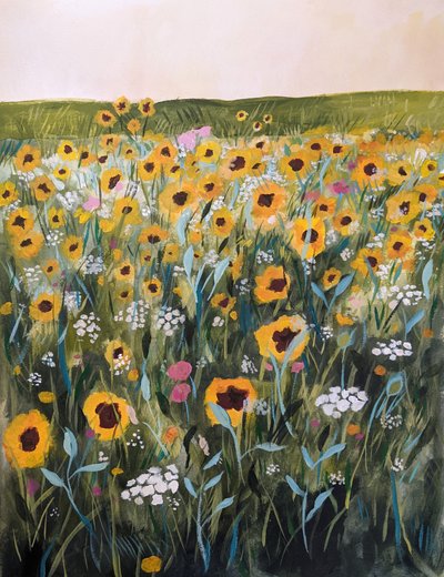 Golden Sunflower Field by Claire Whitehead