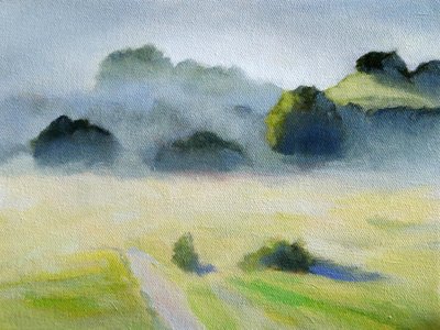 Misty Morning Landscape by Claire Whitehead