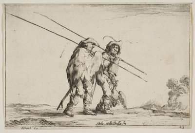Plate 13: Two Pikemen Walking Towards the Right, 1642 by Claude Goyrand