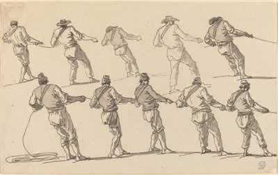 Ten Men Pulling on Ropes by Claude Joseph Vernet