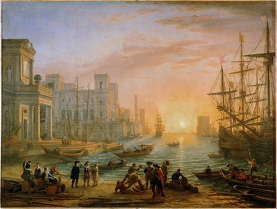 Seaport, sunset by Claude Lorrain (1600-82)