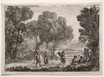 Landscape with a Country Dance Small Plate, c. 1637 by Claude Lorrain