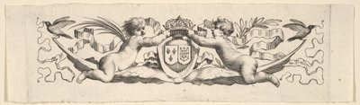 Headband: Two Infants with the Arms of France and Navarre by Claude Mellan