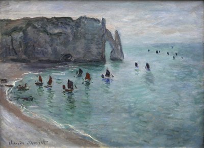 Étretat, the Aval Gate: Fishing Boats Leaving the Port by Claude Monet