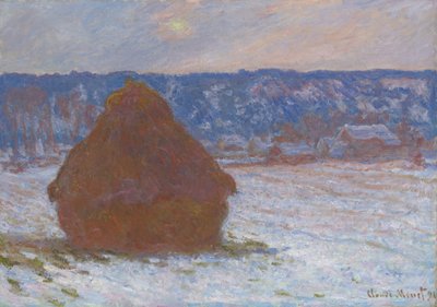 Stack of Wheat Snow Effect, Overcast Day, 1890-91 by Claude Monet