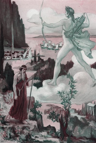Invocation. The Anger of Apollo. Illustration by Clement Gontier for Homer