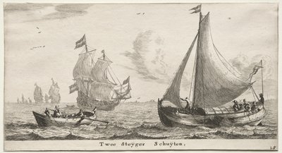 Various Ships and Views of Amsterdam, Part II: Two Pier Boats by Clement de Jonghe
