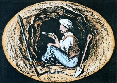 British sapper armed with Colt Revolver waits in mine for enemy counter-sapper to break through by Clifford Henry Mecham