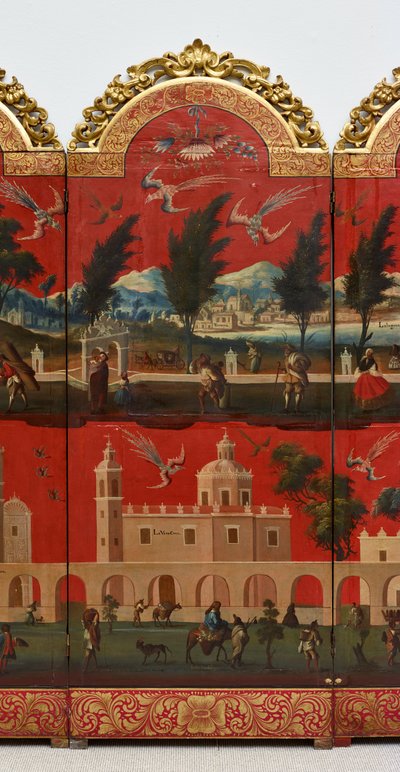 Biombo with Views of Mexico City by Colonial Spanish