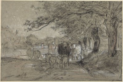 Cows and Sheep under Trees by Constant Troyon