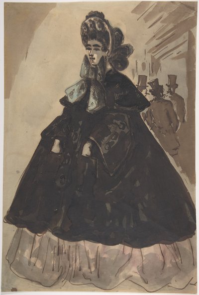 A Lady in a Bonnet and Coat by Constantin Guys