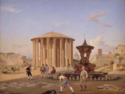 Piazza della Bocca della Verità with the so-called Vesta Temple in Rome by Constantin Hansen