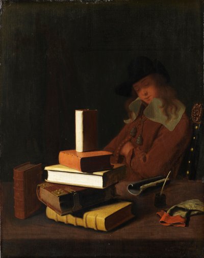 The Sleeping Student by Constantin Verhout or Voorhout
