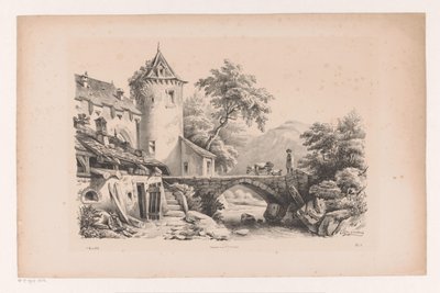 Houses and Bridge in Mountain Landscape by Constantinus Cornelis Huysmans