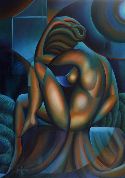 Contemplative Abstract Woman by Corné Akkers