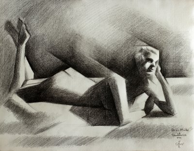 Cubist Reclining Nude by Corné Akkers
