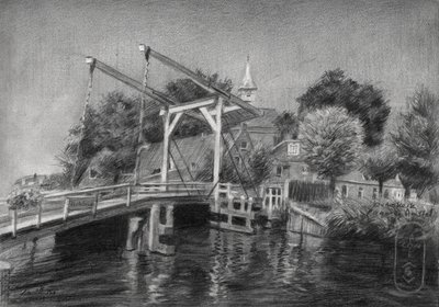 Dutch Canal Bridge Sketch by Corné Akkers