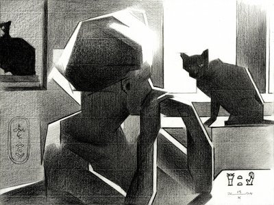 Egyptian Queen and Black Cat by Corné Akkers
