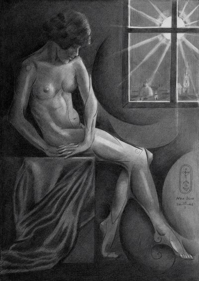 Elegant Figure Window View by Corné Akkers