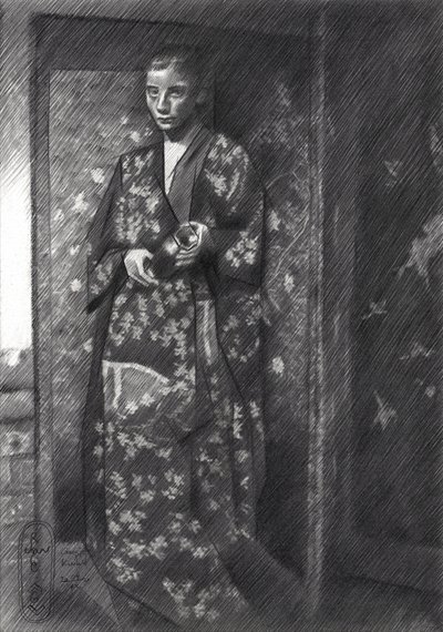 Elegant Japanese Kimono Woman by Corné Akkers