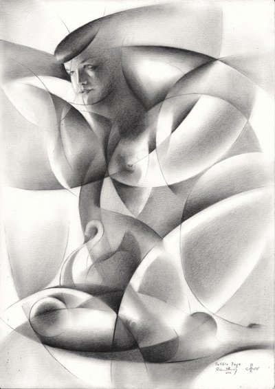 Geometric Nude Woman by Corné Akkers