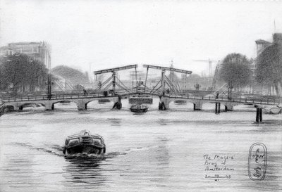 Magere Brug Amsterdam Drawing by Corné Akkers