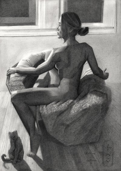 Nude Woman by Window by Corné Akkers