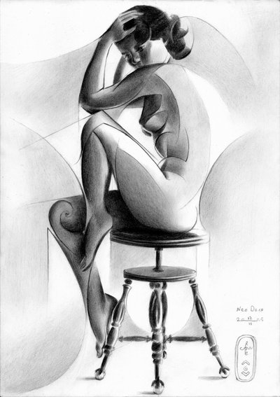 Pensive Seated Nude by Corné Akkers
