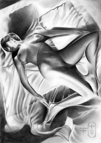 Serene Pregnant Repose by Corné Akkers