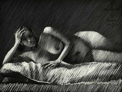 Shadowed Female Nude by Corné Akkers