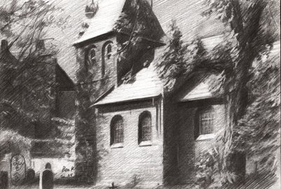 Solitary Figure Churchyard by Corné Akkers