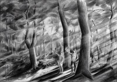 Sunlit Forest Figures by Corné Akkers