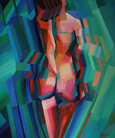 Vibrant Cubist Figure by Corné Akkers