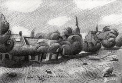 Whimsical Village Landscape by Corné Akkers
