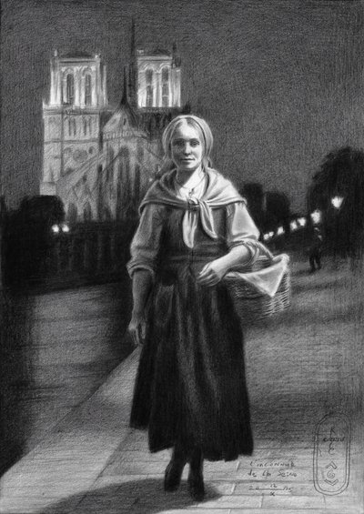 Woman Notre Dame Night by Corné Akkers