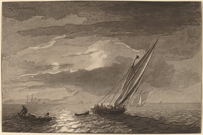 Seascape with Full Moon, 1779, published 1781 by Cornelis Brouwer