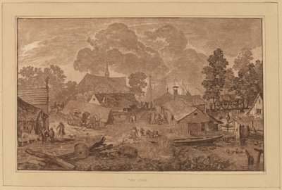 Village with Pond by Cornelis Brouwer