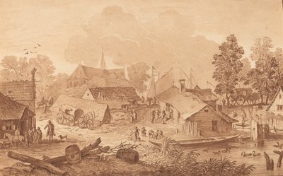 Village with Pond by Cornelis Brouwer