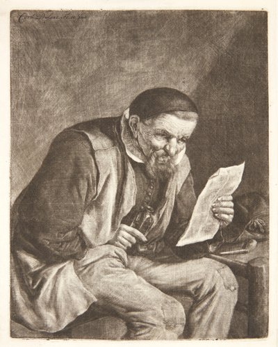 Seated Farmer Reading a Letter by Cornelis Dusart