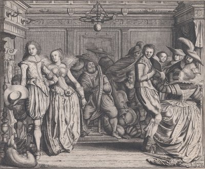 Interior with Dancing Couples and Musicians by Cornelis Koning