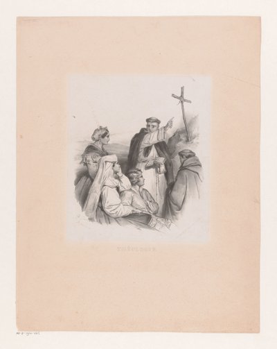 Company and Monks by a Cross by Cornelis Kruseman