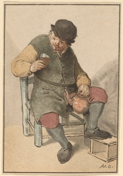 Seated Peasant with Jug by Cornelis Ploos van Amstel