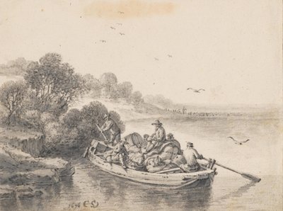 A Heavily Laden Ferry by Cornelis Saftleven