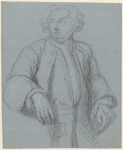 Portrait of an Unknown Man with Long Coat, Three-Quarter View to the Left by Cornelis Troost (attributed to)