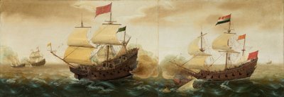 A Naval Encounter between Dutch and Spanish Warships by Cornelis Verbeeck